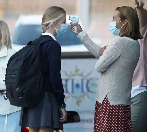 King Felipe VI and Princess Leonor arrive at 'Santa Maria de los Rosales' school, Madrid, Spain - 09 Sep 2020
