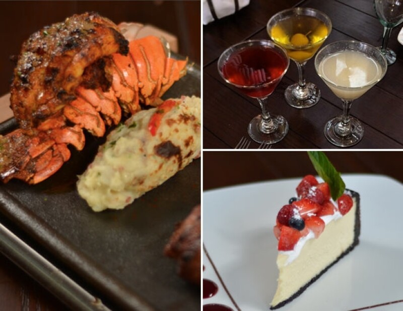 1) Langosta mar y tierra. 2) Martinis. 3) Postres.
