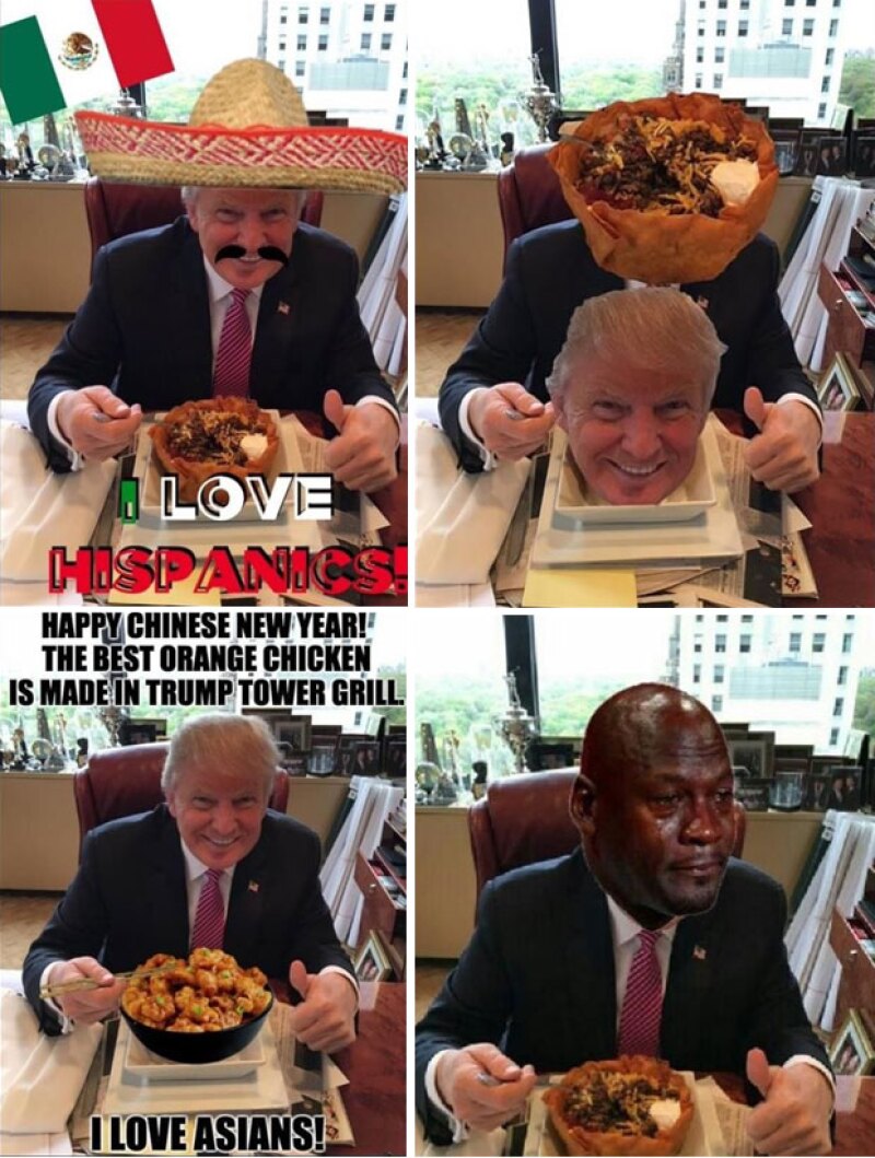 Decenas de memes de Trump burlándose de él comenzaron a publicarse en internet.