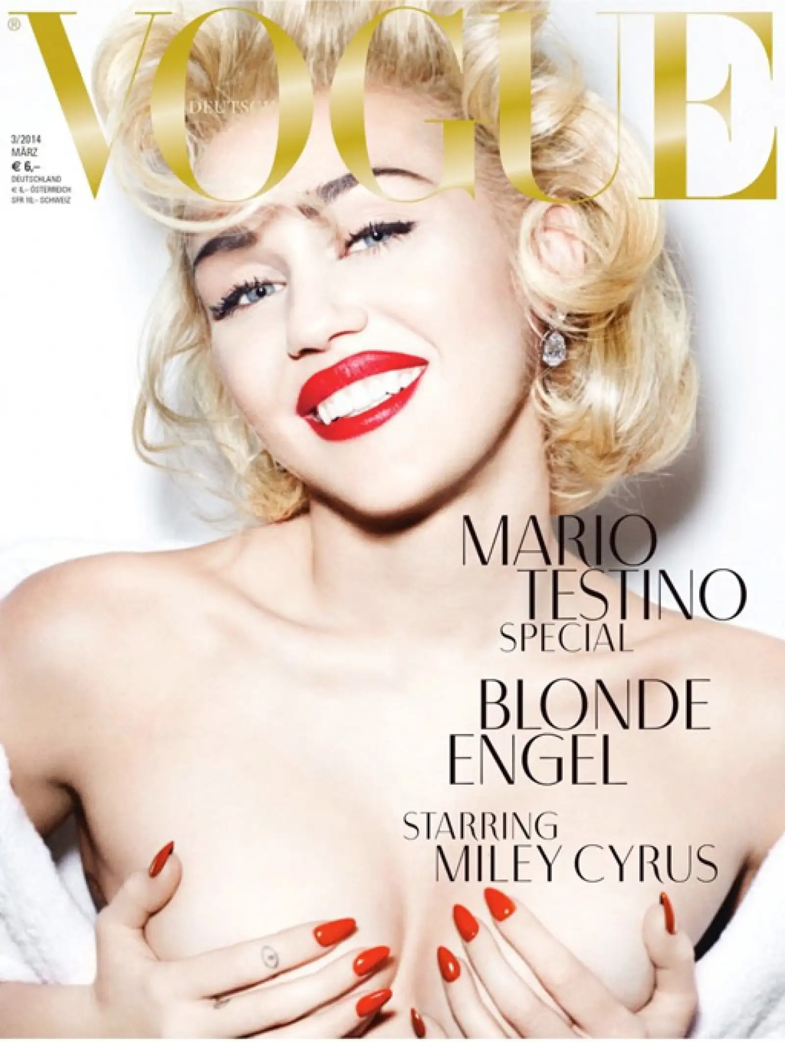 La irreverente Miley Cyrus se convirtió en una sofisticada Marilyn para Vogue Alemania.