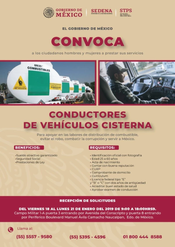 Convocatoria para conductores de pipas