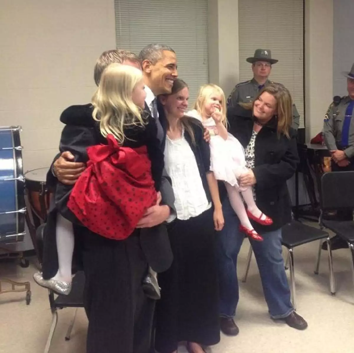 Obama se fotografió con una familia Parker que perdió a una integrante, Emilie.