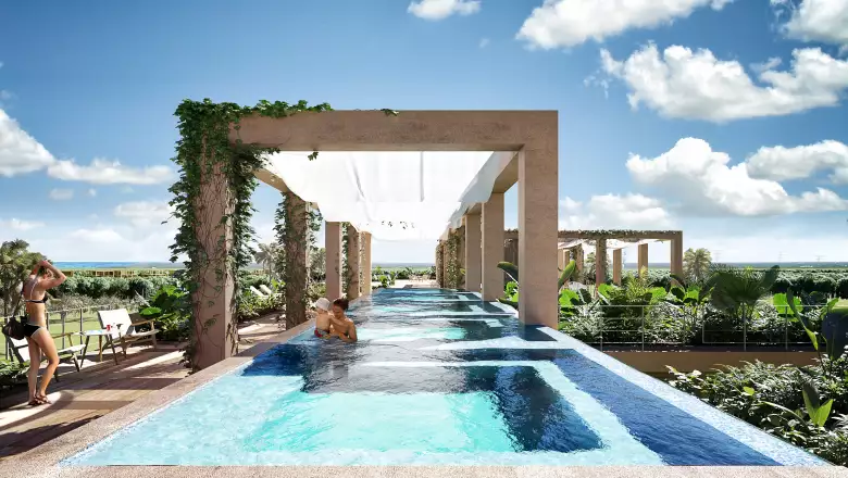 Una de las piscinas en The Village.