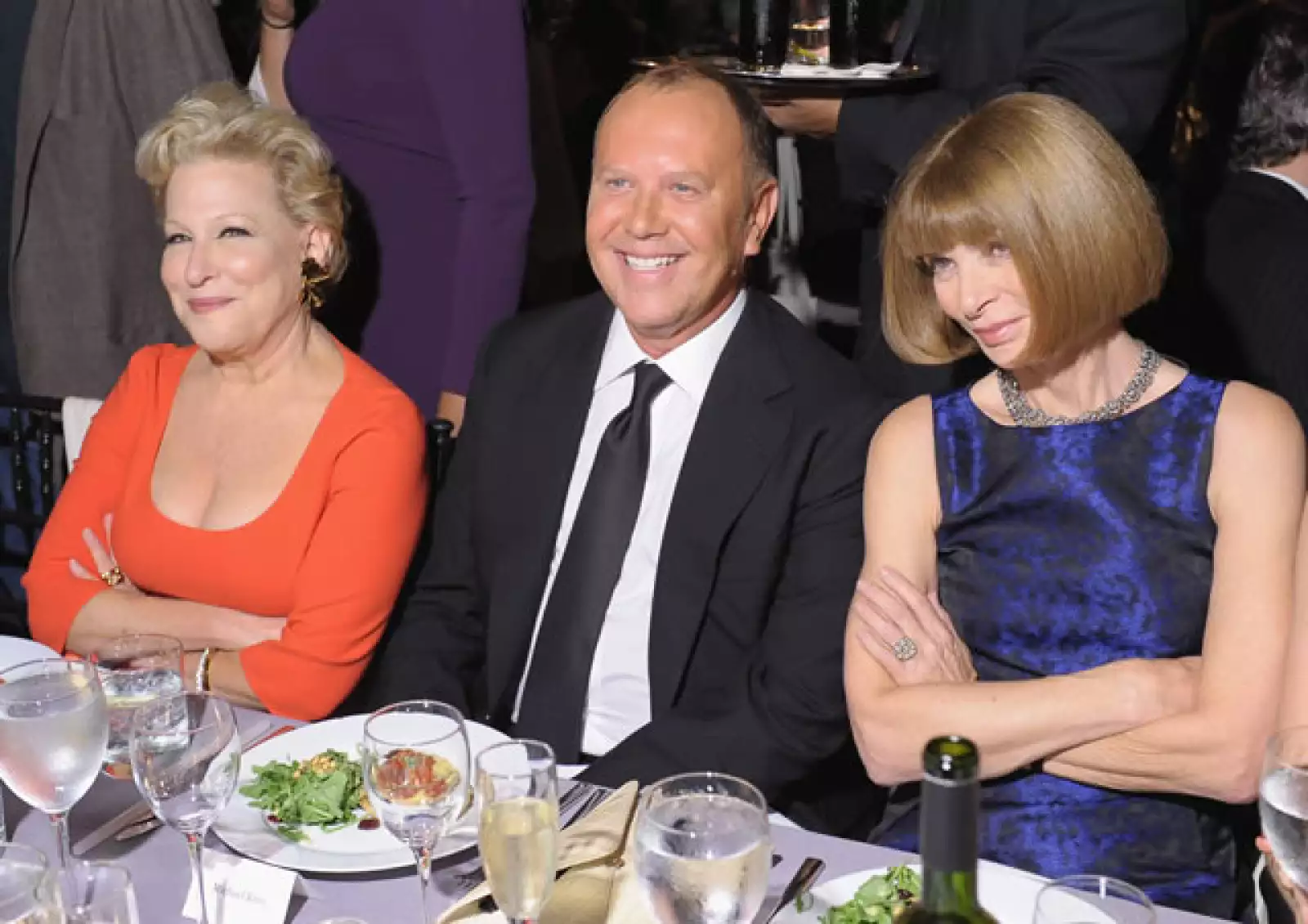 Cenando Bette Middler, Michael Kors y Anna Wintour.