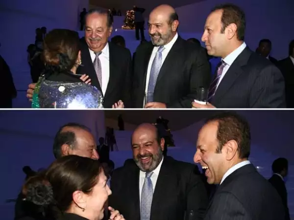 Olga de Pérez Galicia, Carlos Slim, Michel Kuri y Marco Antonio Slim durante la inauguración del museo Soumaya.