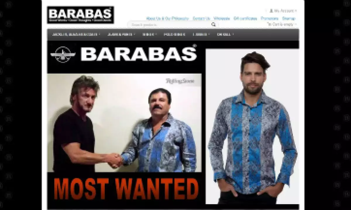 La tienda subió en su sitio web varias de las imágenes del jefe del Cártel de Sinaloa. (Foto: tomada de barabasmen.com)