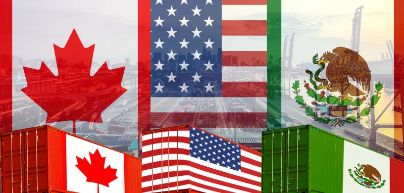 Concept of USMCA or the new NAFTA United States Mexico Canada agreement, trade deal and economic dea