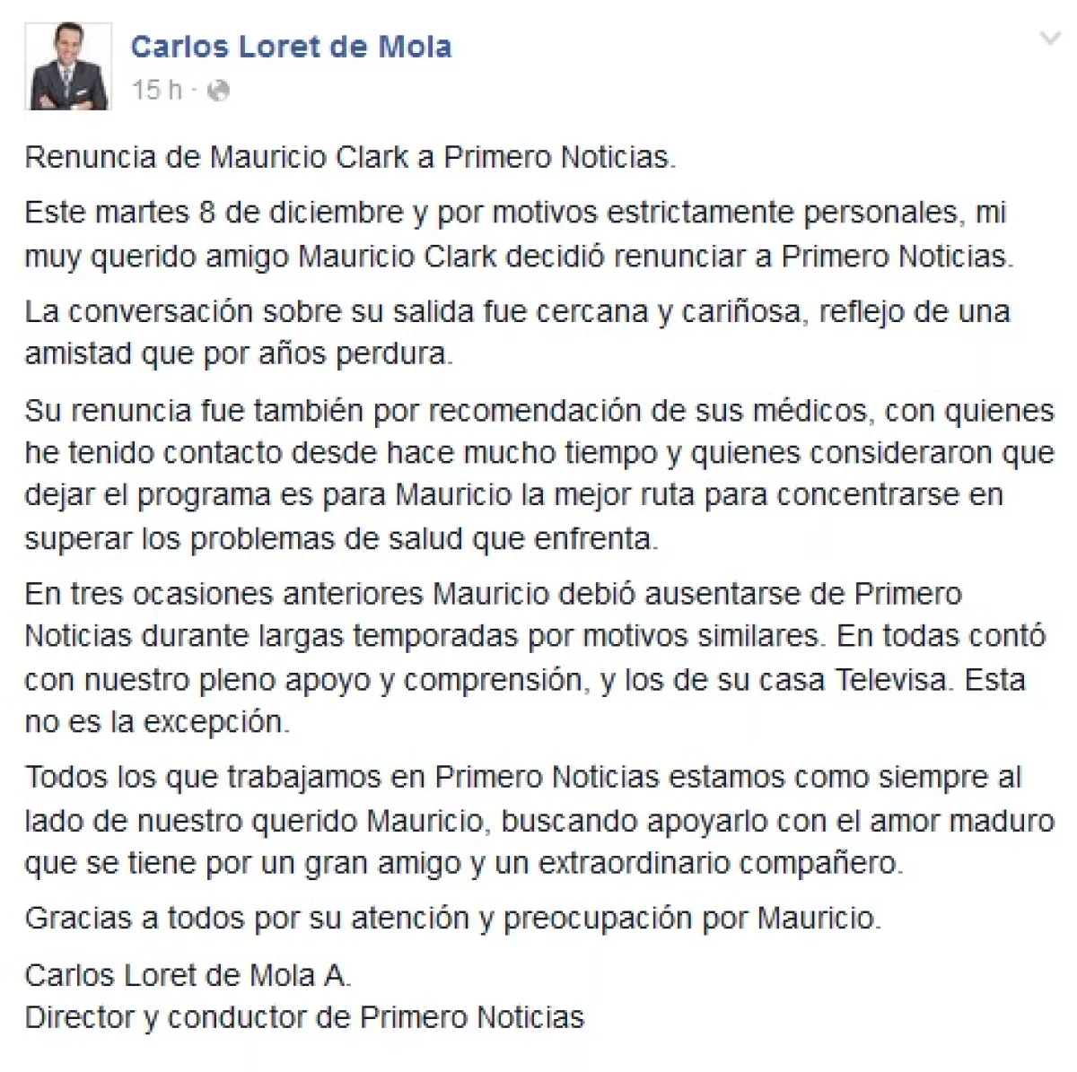 El director y conductor del programa se mostró solidario con su compañero.