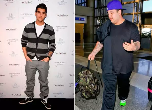 Rob descuidó su figura desde 2012, tras terminar su noviazgo con Rita Ora. La imagen de la izquierda corresponde a 2011 y la de la derecha es actual.