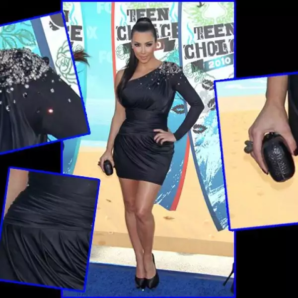 Kim Kardashion llevó un ´one shoulder´ negro de  Zuhair Murad