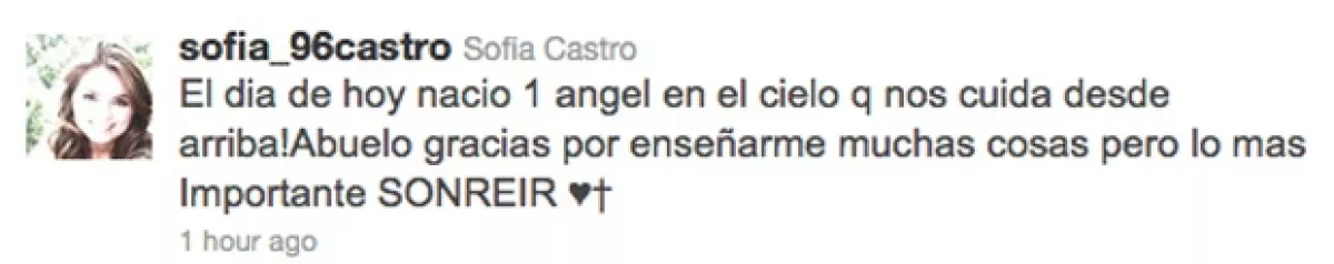 Sofía Castro también lamentó la muerte de su abuelo.
