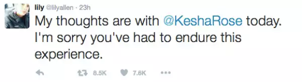 Lily Allen fue otra de las cantantes que se pronunciaron en apoyo a Kesha.