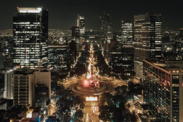 Independence angel in mexico city aerial shot.