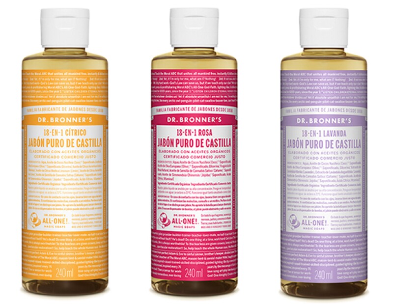Seguún Mike, Dr. Bronners fue la primera marca de jabones en lanzar jabones líquidos.