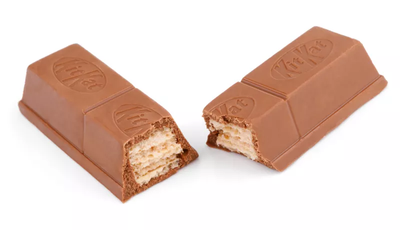Closeup of Kit Kat candy chocolate bar