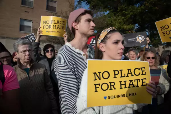 PITTSBURGH, PA - OCT 30:  People join a solidarity march  in re