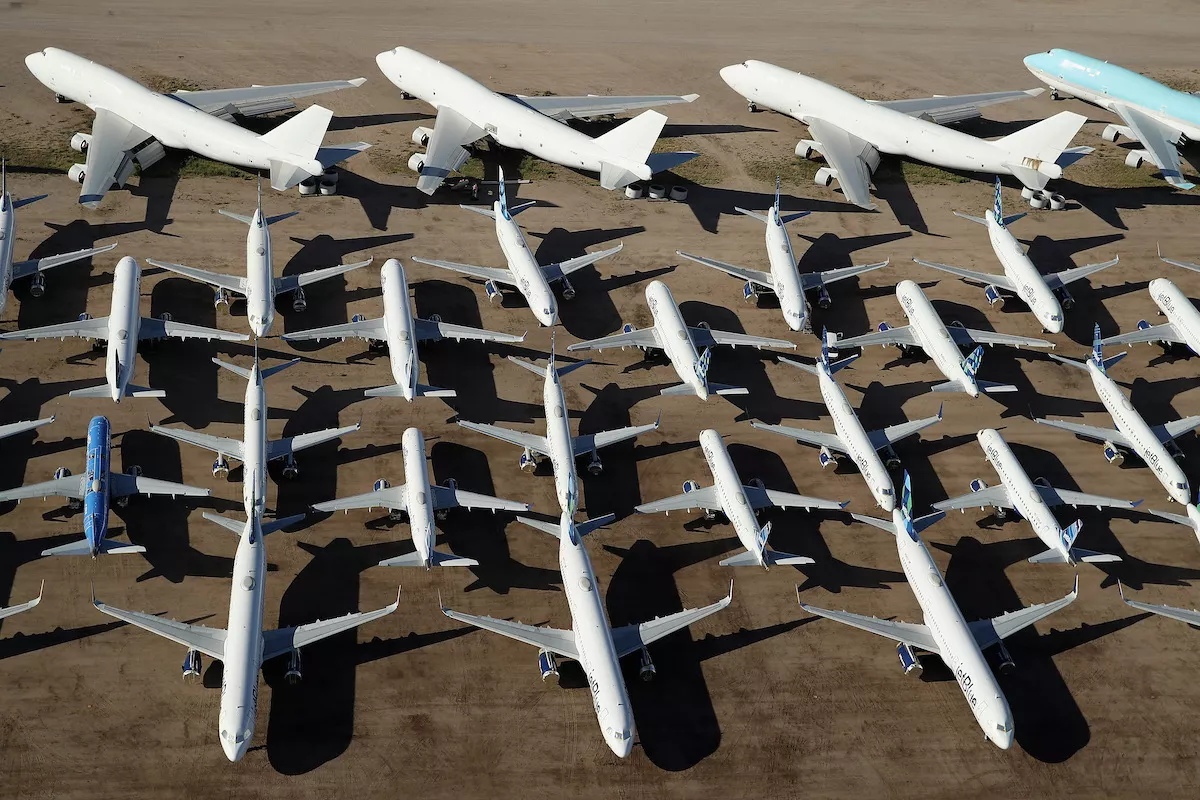 Commercial Airlines Park Dormant Planes At Pinal Airpark Outside Of Tucson, Arizona