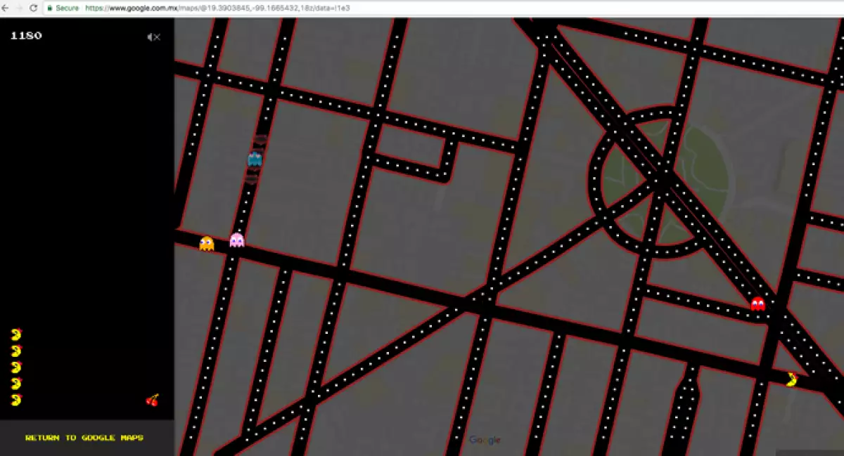 Ms. Pac-Man en Google Maps