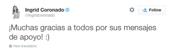 Ingrid agradeció a sus seguidores por su apoyo.