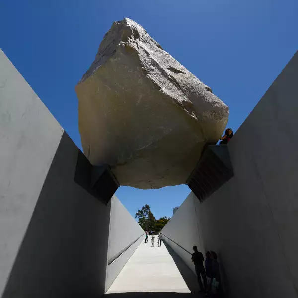 Artist Michael Heizer's Huge Boulder, "Levitated Mass", Goes On Display At L.A. County Museum Of Art