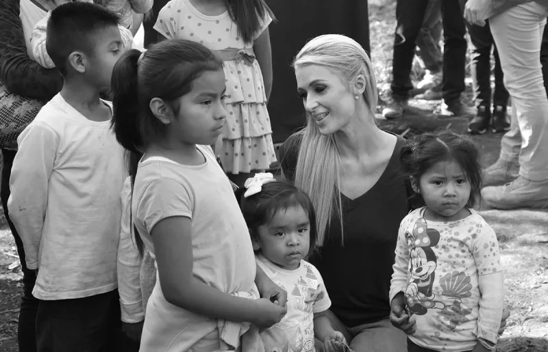 Paris Hilton Visits Reconstruction in Xochimilco