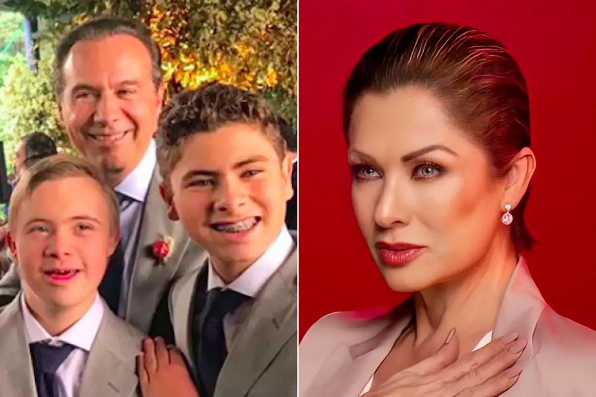 Luciano, Carlo y Juan Collado y Leticia Calderón