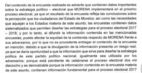 Morena alegó que sus contrincantes podrían copiar sus propuestas si se da a conocer la encuesta que da el triunfo a Cuauhtémoc Blanco.