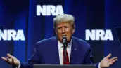 El expresidente de los Estados Unidos, Donald Trump, habla en la convención anual de la Asociación Nacional del Rifle (NRA) en Indianápolis, Indiana, Estados Unidos, el 14 de abril de 2023.