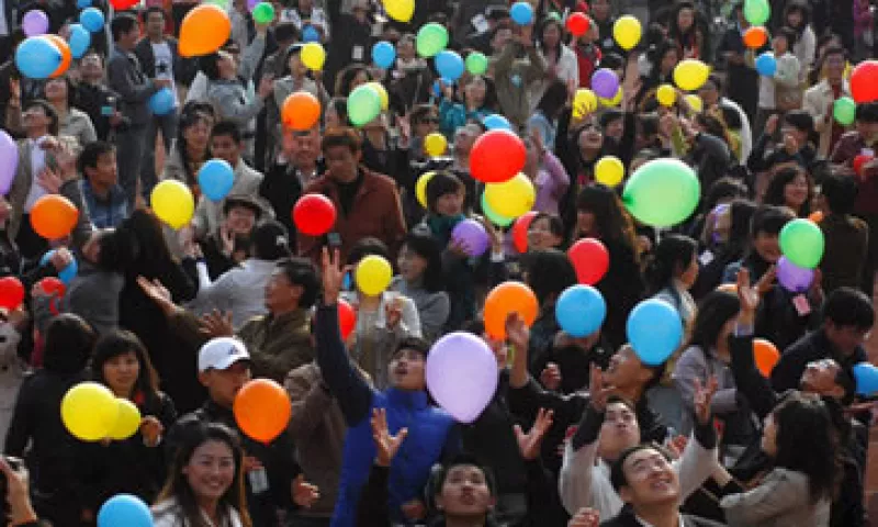 Durante todo el día, un marcador gigante en el Cubo de Agua llevará la cuenta de las ventas que Alibaba vaya logrando en sus portales. (Foto: EFE)