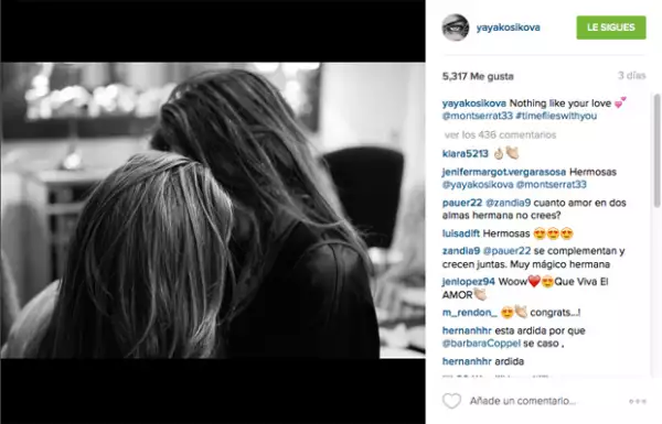 `El tiempo vuela contigo`, escribió Yaya en esta foto con dedicatoria a Montse.