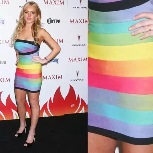 Lindsay Lohan escogió uno muy alegre y colorido, de arcoiris?