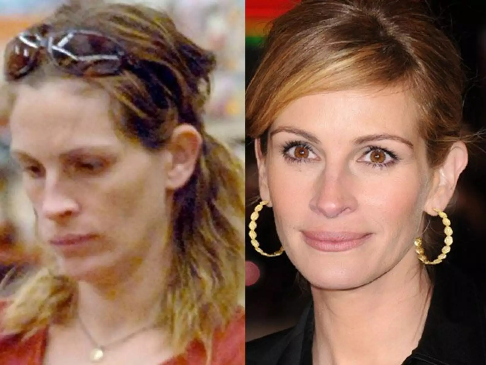 Julia Roberts, ganadora de un Oscar, se fue a realizar las compras como cualquier ama de casa y hasta sin maquillaje se le vio, la realidad es que hasta se ve vieja sin utilizar nada de lapiz labial, sombras en los ojos, polvo y rimel.