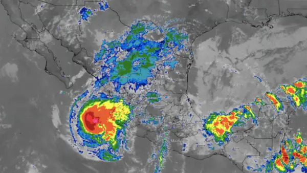 Mapa de México donde se observan los fenómenos metereológicos.