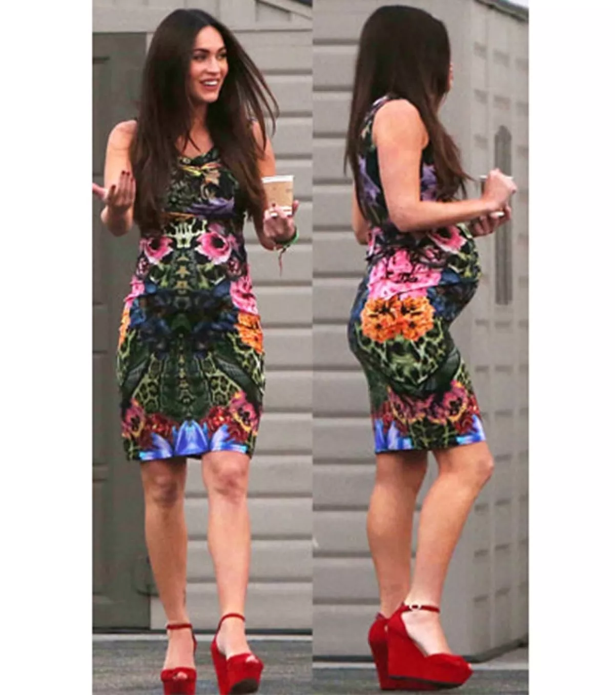 Megan no dejó los tacones a pesar de su embarazo.