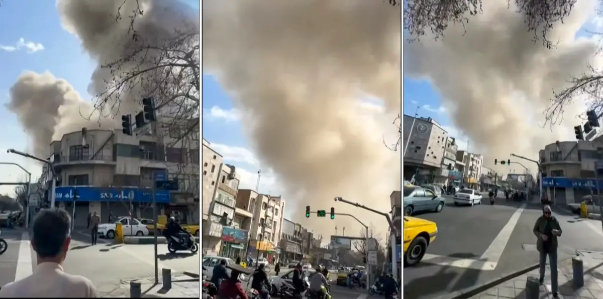 Esta combinación de capturas de vídeo tomadas de imágenes de UGC publicadas en las redes sociales el 28 de febrero de 2026, y verificadas por los equipos de AFPTV en París, muestra una explosión replantada en Teherán. Estados Unidos ha comenzado a llevar a cabo ataques contra Irán, informaron los medios estadounidenses el 28 de febrero, después de que Israel dijera que había atacado a su adversario regional de larga data.