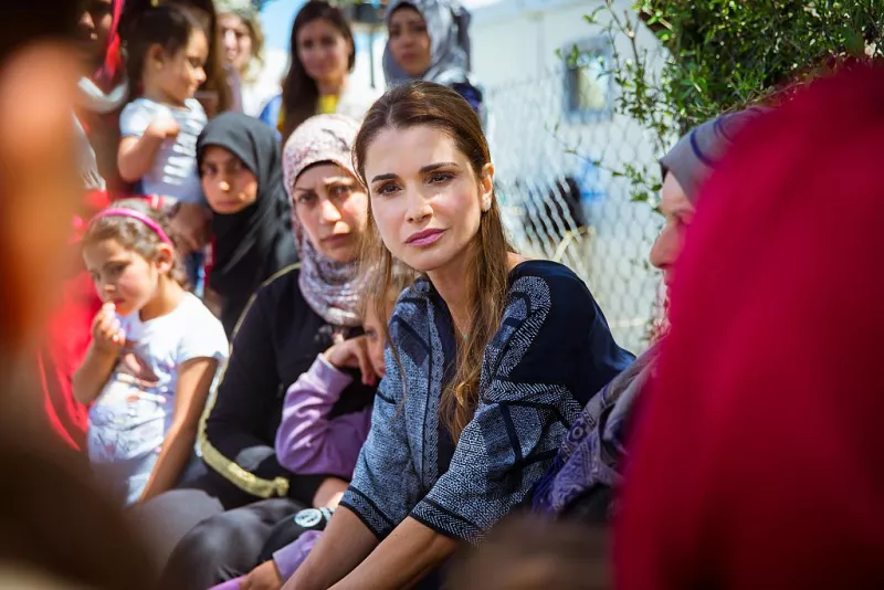 Queen Rania of Jordan Visit Syrian Refugee Camp in Lesbos