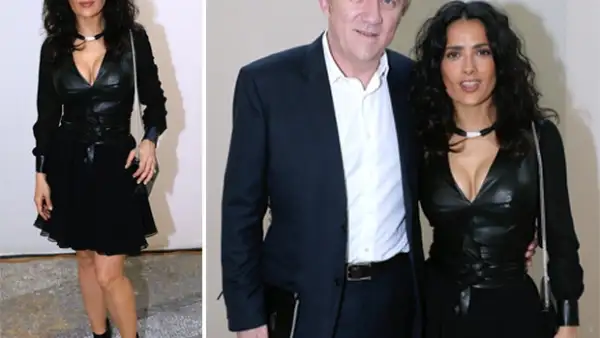 La mexicana acudió ayer al desfile de Saint Laurent en París donde fue acompañada de su esposo Francois-Henry Pinault, quien seguro quedó encantado con su look.