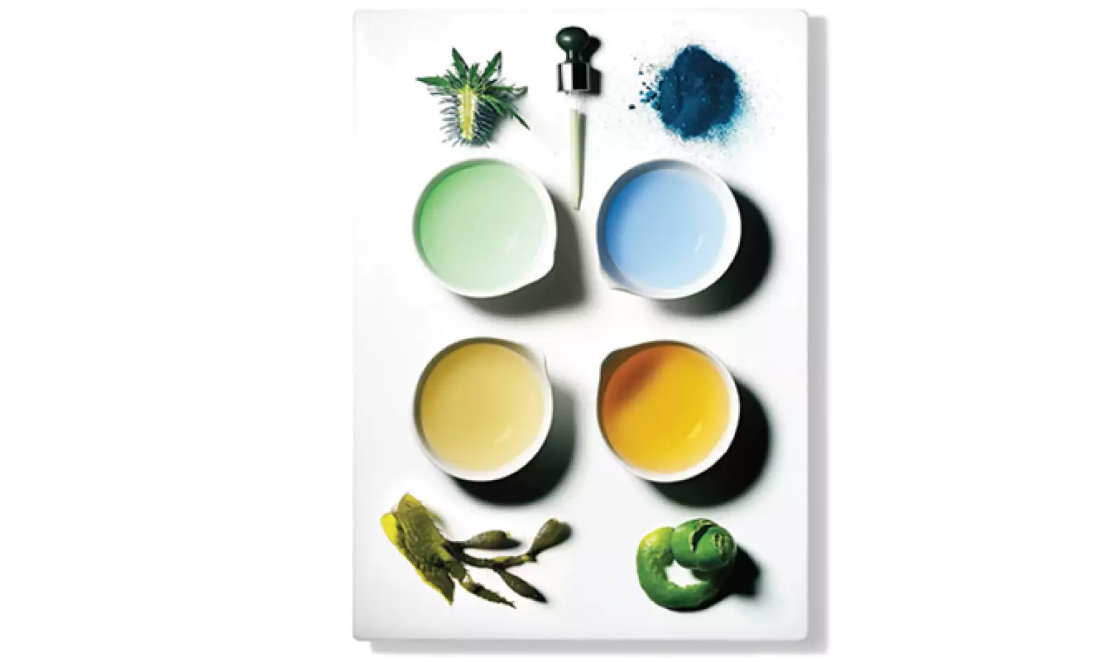 Alquimia. Té verde, algas, semillas, como los elementos del suero para la piel de La Mer.