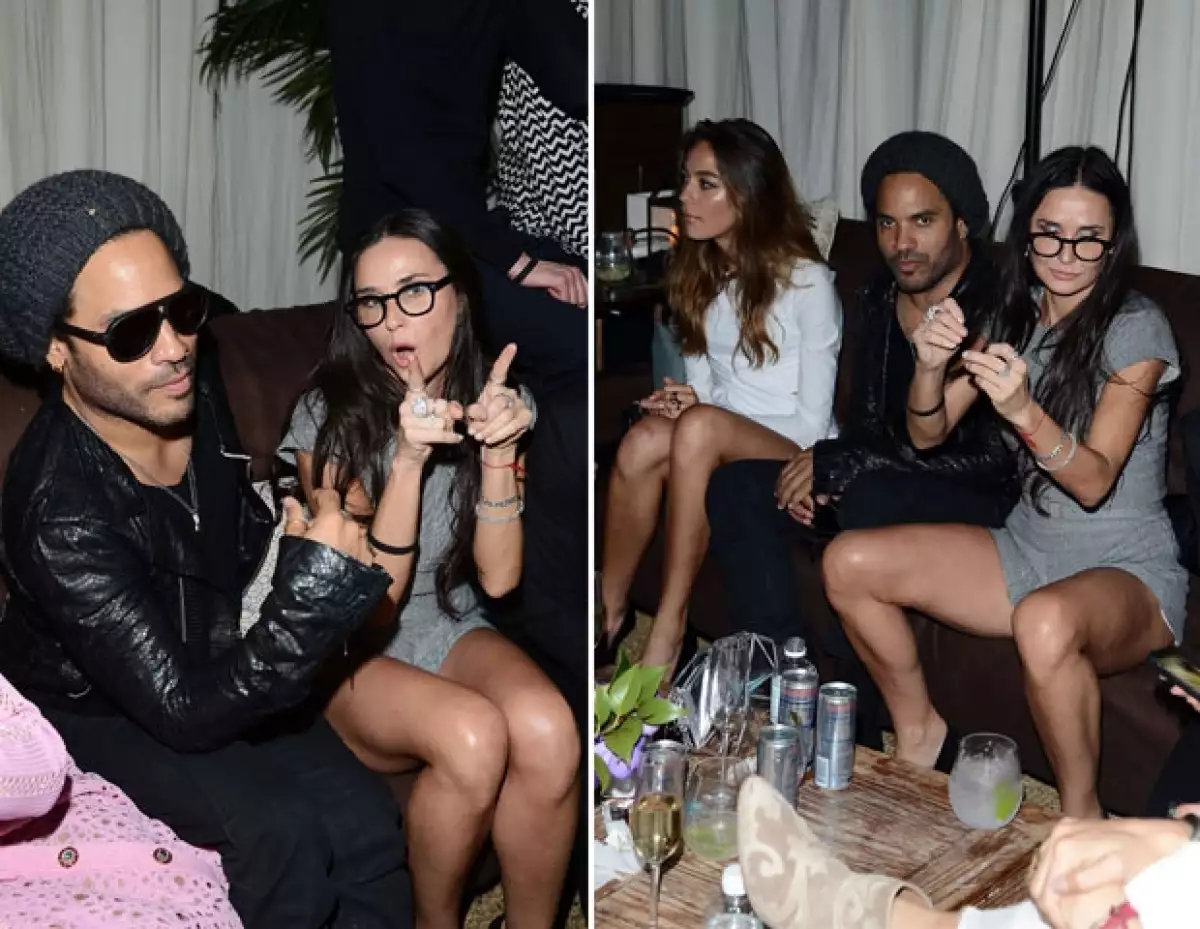 La actriz de 50 años fue vista ayer en una fiesta organizada por Chanel, ahí, la ex de Ashton Kutcher se mostró desinhibida al lado de Lenny Kravitz.