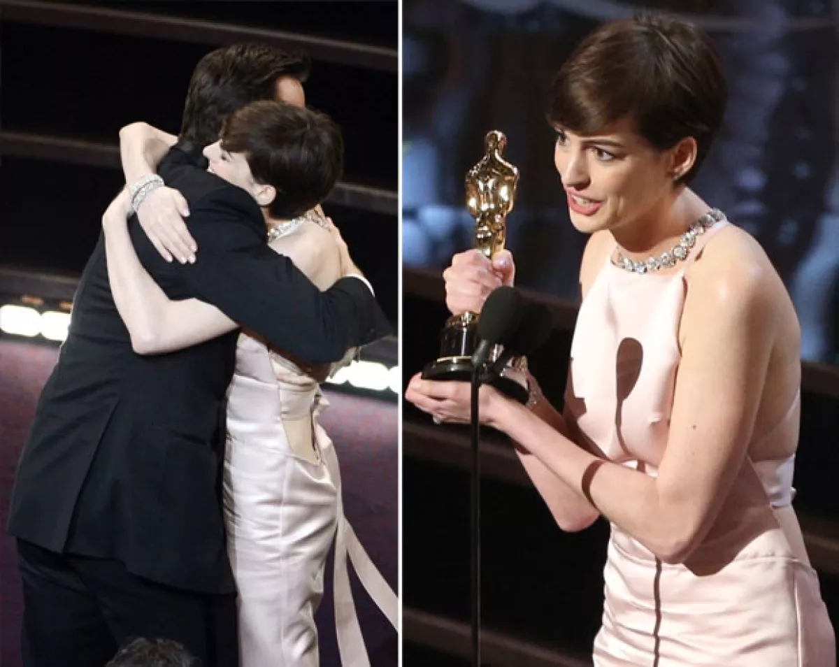 La actriz ganó su primer Oscar y agradeció, entre otras personas, a Hugh Jackman, quien dijo ser su gran amigo.