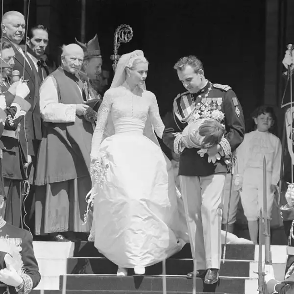 Grace Kelly and Prince Rainier Exiting the Cathedral