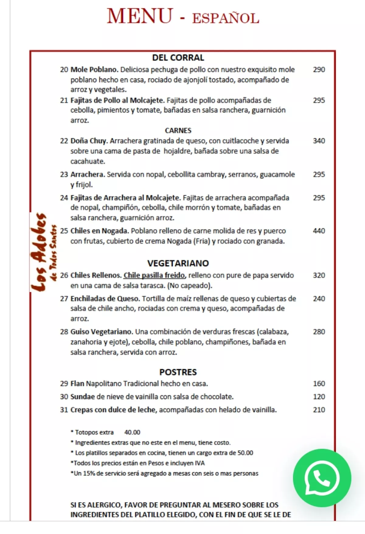 menu