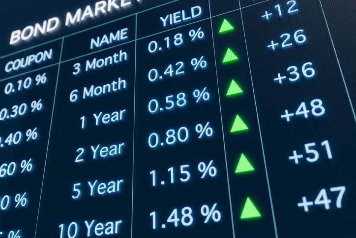 tabla de bolsa con cotizaciones de bonos