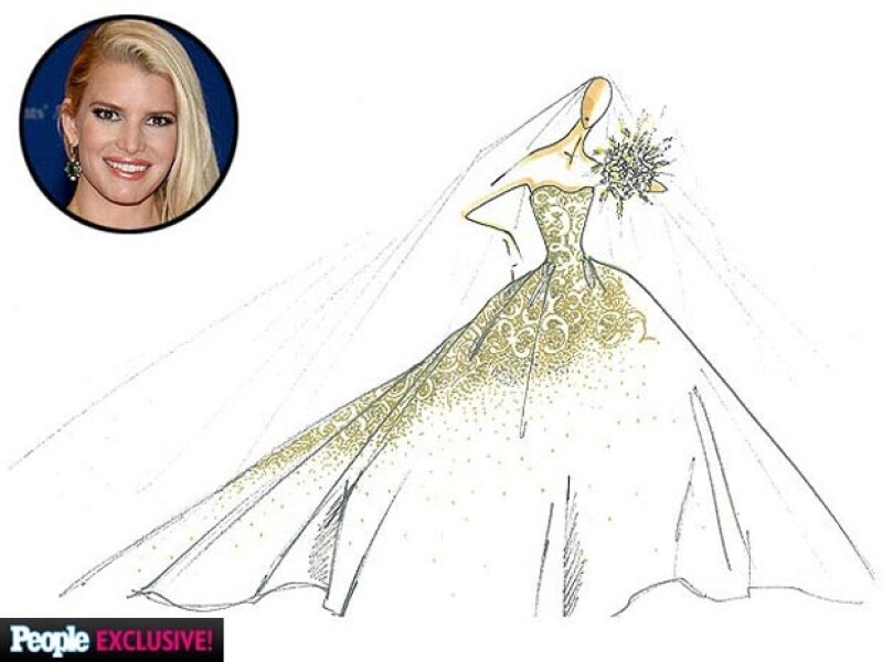 Este es el boceto del diseño que lució Jessica en su boda.