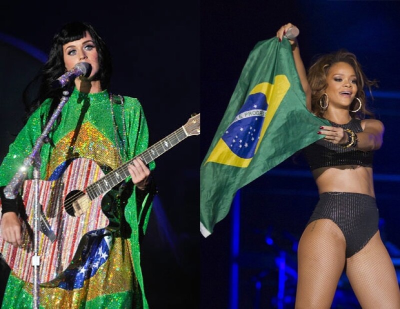 Katy Perry y Rihanna pusieron el lado sexy y fresa al festival de música.