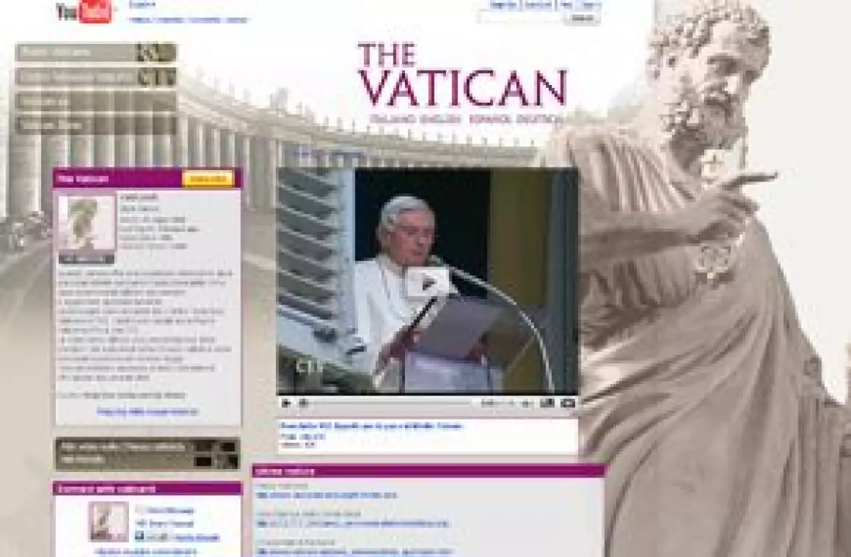 La Santa Sede presentó www.youtube.com/vaticanit, por el cual emitirá videos sobre las actividades del Papa.
