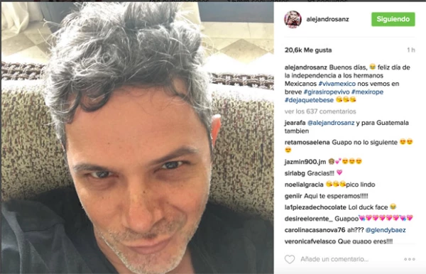Alejandro Sanz felicitó a los mexicanos por el Día de Independencia.
