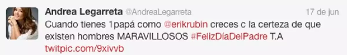 La conductora envió un mensaje a su esposo Erik Rubín.