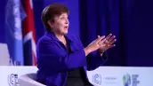 La directora genernte del Fondo Monetario Internacional Kristalina Georgieva asiste a la COP26, en Glasgow, Escocia.. 