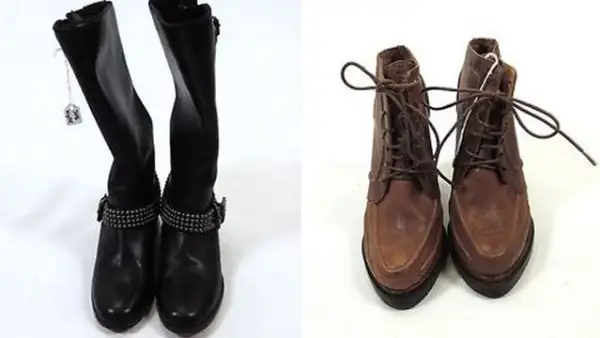 Botas altas Christian Louboutin de piel Talla 5 1/2 660 dólares / Botines de piel marrón Chunky Heels Talla 5 1/2.  117 dólares